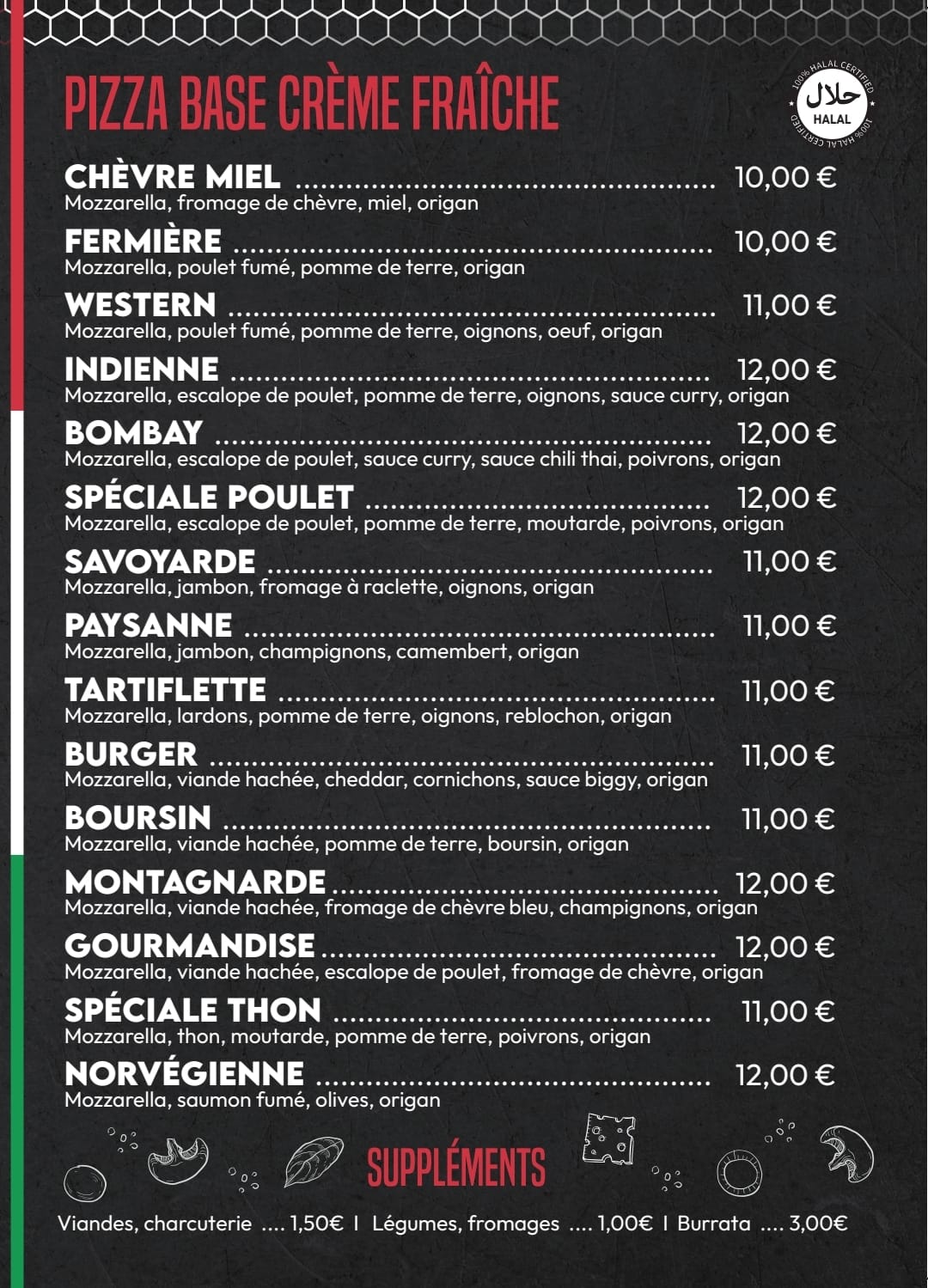 Pizzas Base Crèmes Fraîches